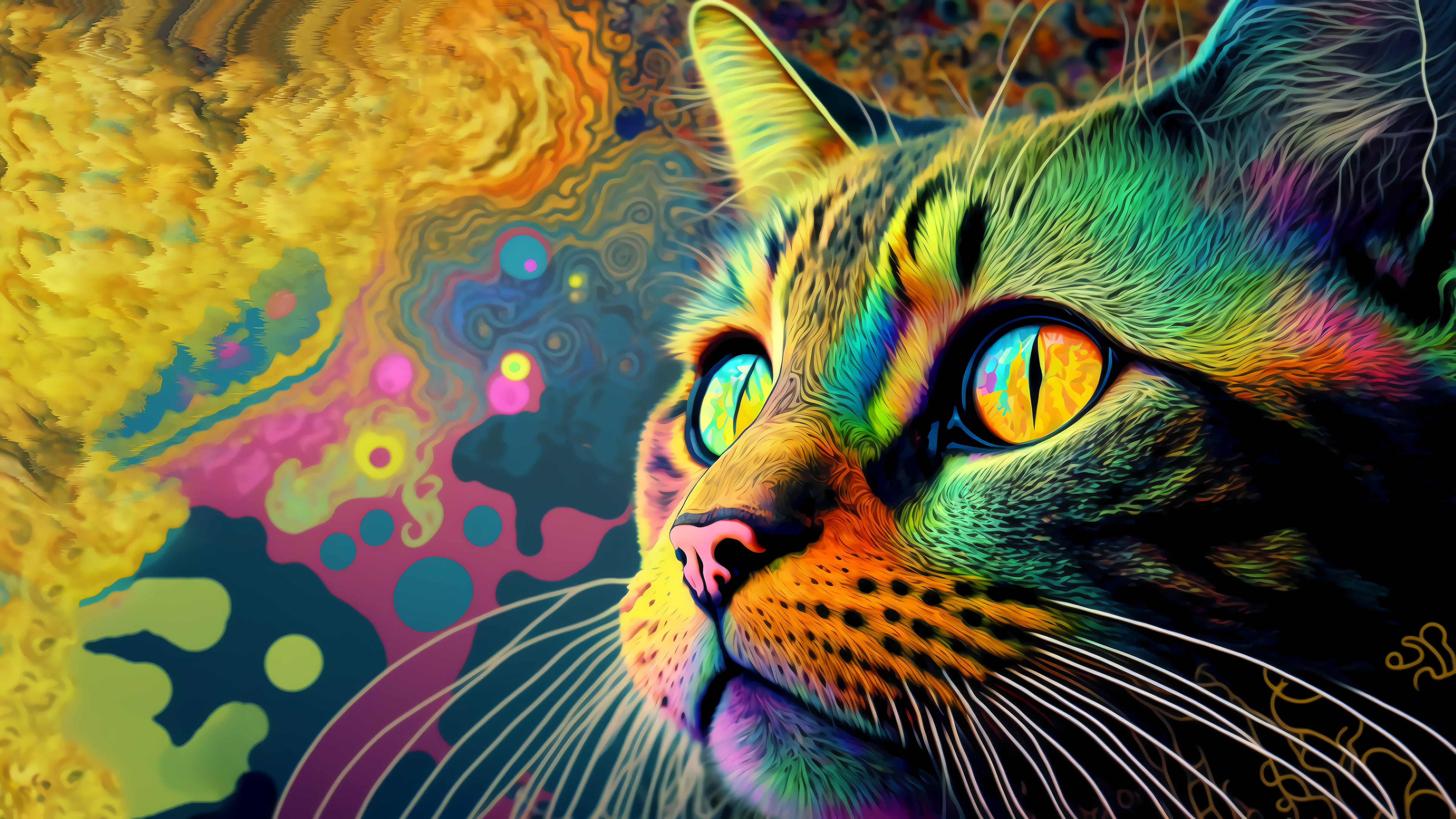 8K Wallpaper for PC: Colorful Cat Ai Image generated